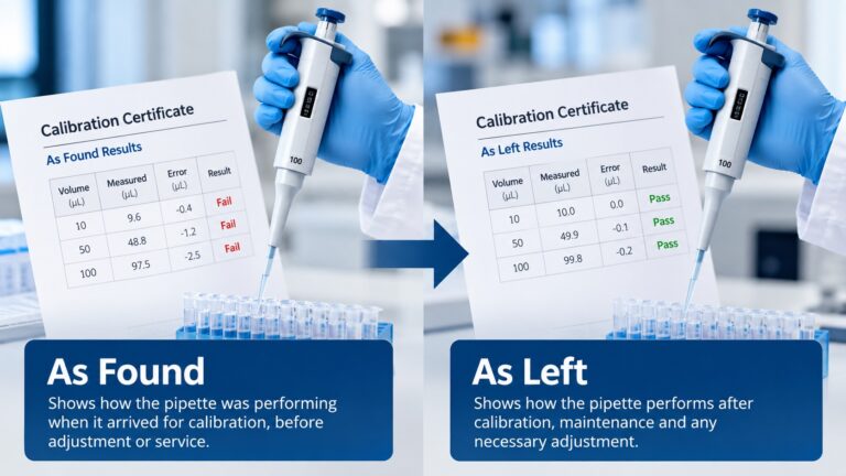 What do As Found and As Left mean in pipette calibration? Learn why both measurements matter and what an out-of-tolerance result can tell your lab.